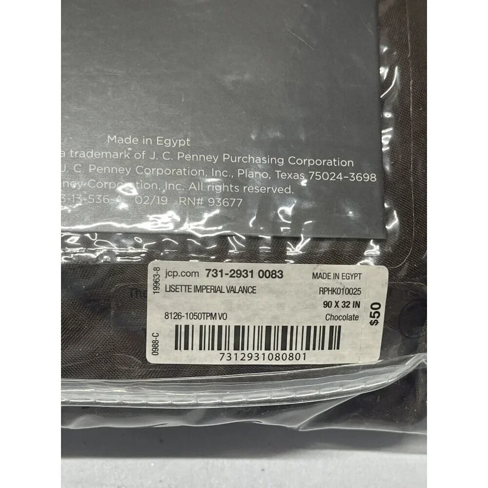 JC Pennys Imperial Valance Lisette  90 x 32 Chocolate Brown